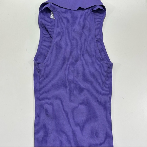 White House Black Market Violet Sleeveless Ribbed Collar Henley Knit Top M NWT - Picture 2 of 3